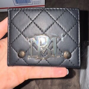 Badgley Mischka Black Quilted Card Holder